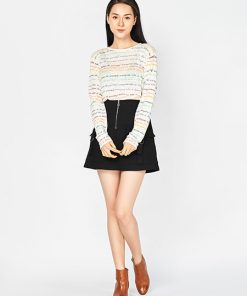 Alternative view of Áo sợi len linen dệt má in họa tiết